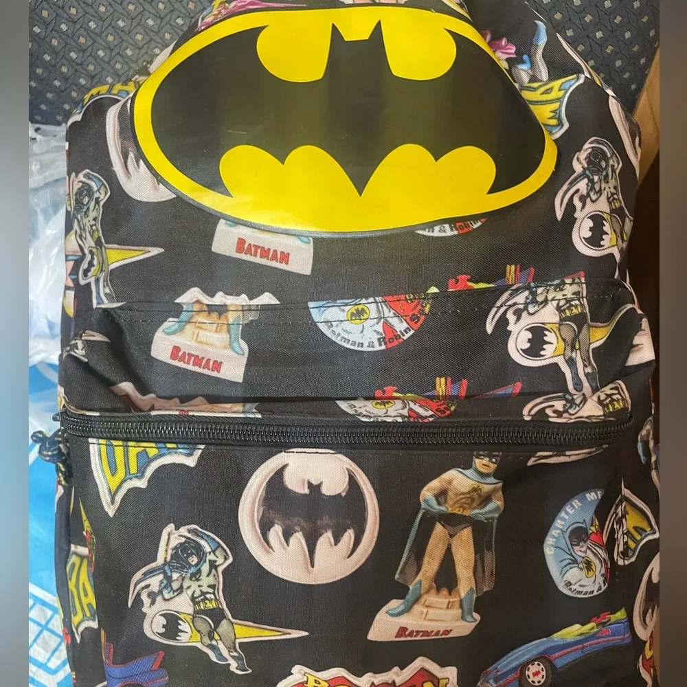 BATMAN ROBIN Backpack DC Comics School Book Bag Vintage Black 1966 Graphics